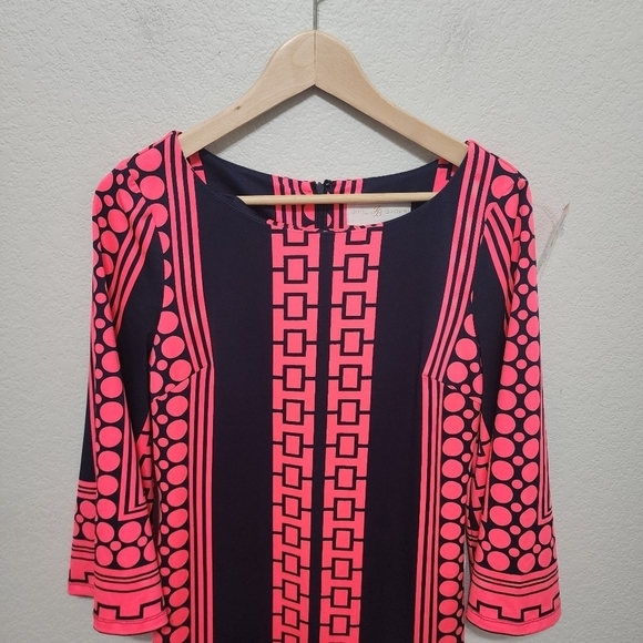 Julie Brown Geometric A-line pink Blue Dress Size S - Picture 10 of 10